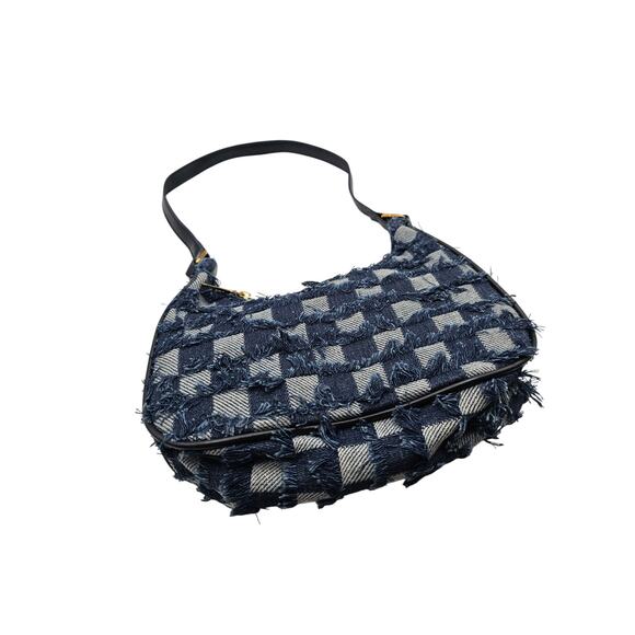 Y2K Inspired Blue Jean Denim Shoulder Bag Purse Quilted Denim - Picture 2 of 5